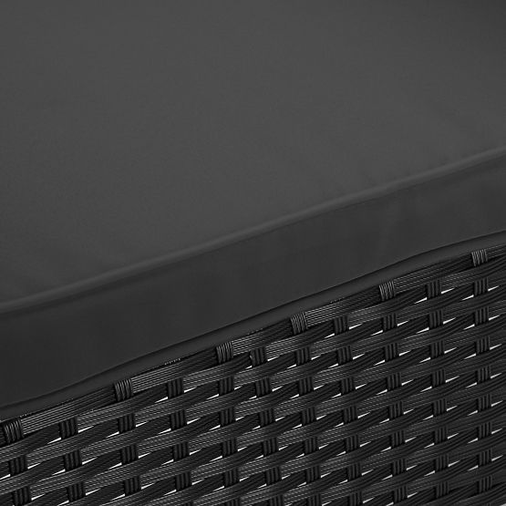 Ławka ogrodowa z technoratanu sofa CORDOBA czarna z szarymi poduszkami