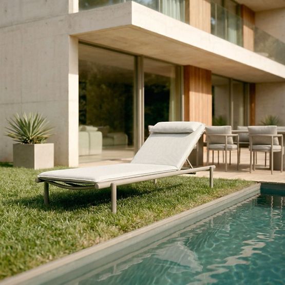 Leżak ogrodowy Amarello regulowany, aluminiowy, jasnobeżowy/beżowoszary