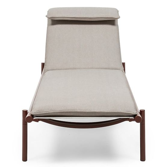 Leżak ogrodowy Amarello regulowany, aluminiowy, jasnobeżowy/bordowy brązowy