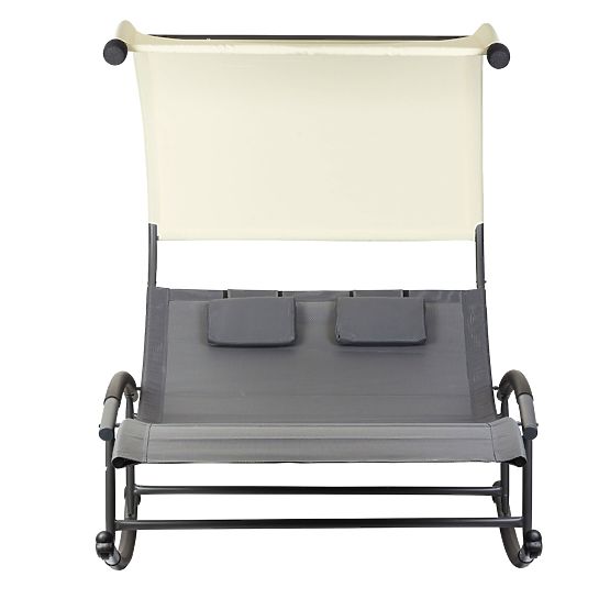 Leżak ogrodowy z baldachimem huśtawka