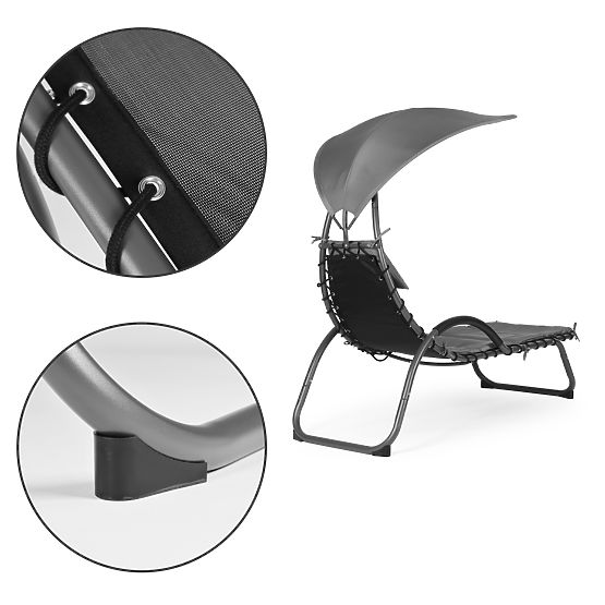 Leżak ogrodowy z dużym owalnym daszkiem ModernHome