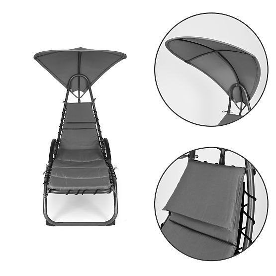 Leżak ogrodowy z dużym owalnym daszkiem ModernHome