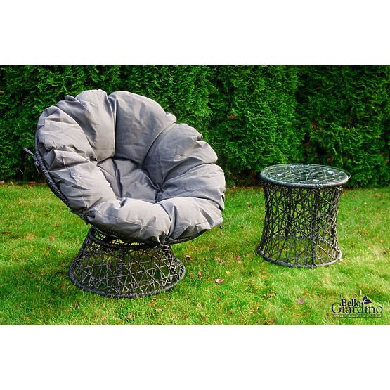 Leżak ogrodowy z technoratanu + stolik TWIST szary