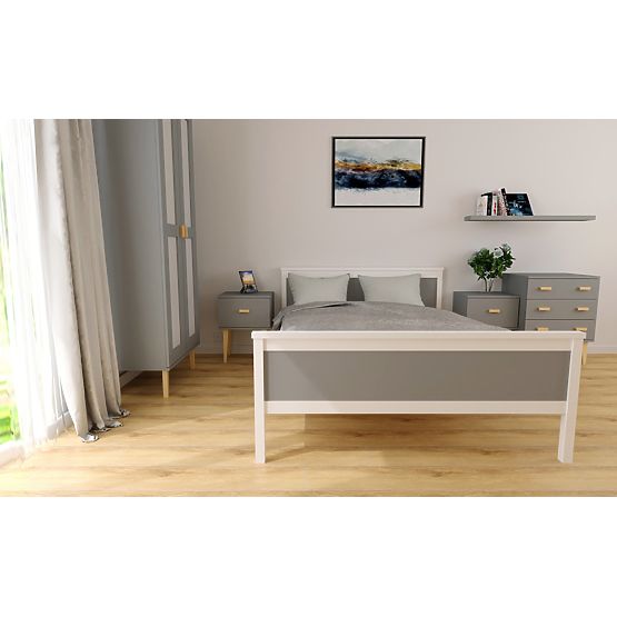 Drewniane łóżko Ikar 200 x 120 cm - szaro-białe