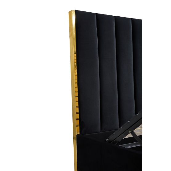 Łóżko tapicerowane z wysokim zagłówkiem PALLAZO czarne - 160x200 cm