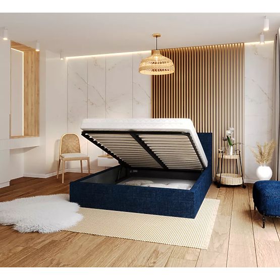 Łóżko tapicerowane TULSA 160 x 200 cm - Ciemnoniebieski