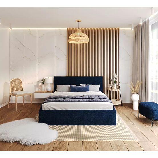 Łóżko tapicerowane TULSA 160 x 200 cm - Ciemnoniebieski