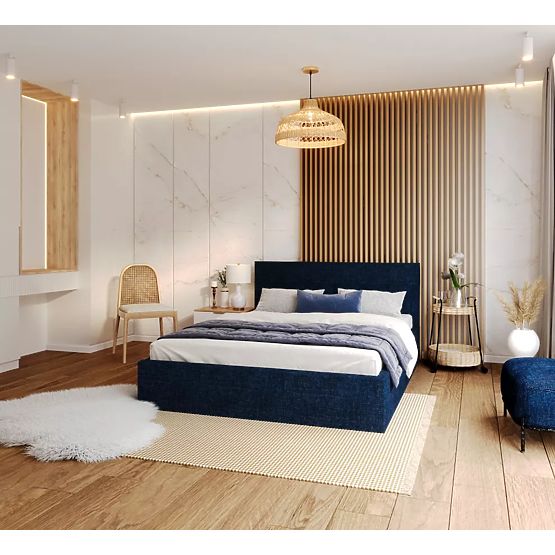 Łóżko tapicerowane TULSA 180 x 200 cm - Ciemnoniebieski