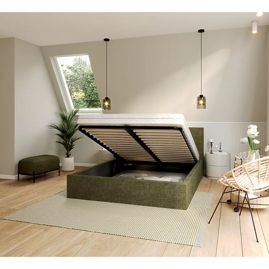 Łóżko tapicerowane TULSA 180 x 200 cm - Oliwkowa zieleń