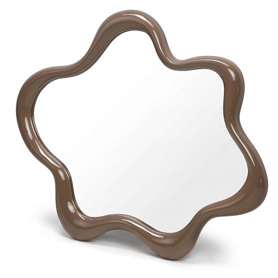 Lustro wiszące Izzi, nieregularne, jasnobrązowe/mocha, błyszczące