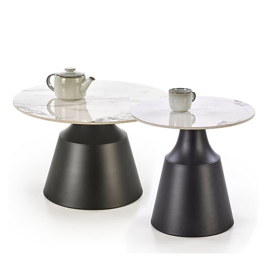 MAGNETA zestaw 2 ław, biały marmur / czarny (2szt=1szt)