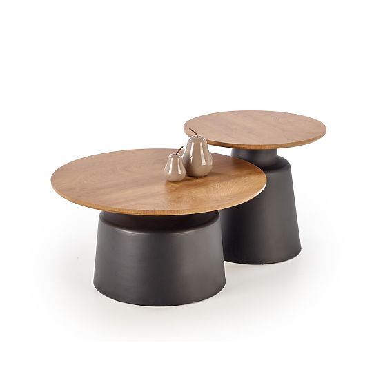 MALOMI zestaw 2 ławek, naturalny/czarny (2szt=1szt)