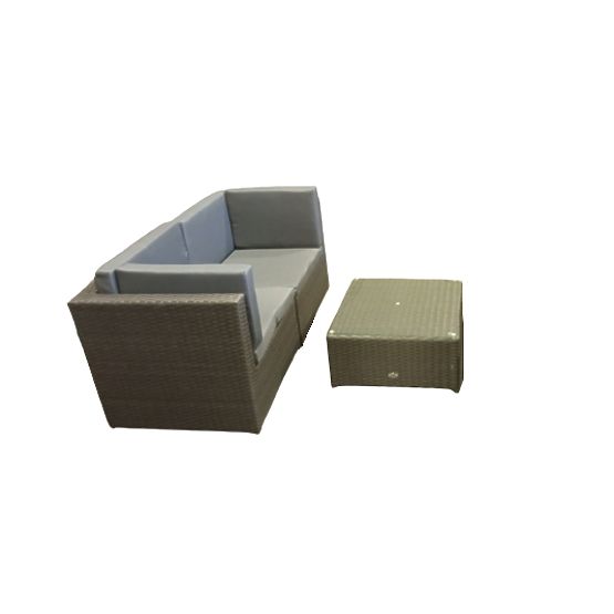 Mały zestaw na taras z technoratanu (sofa+stolik) TINTO szary