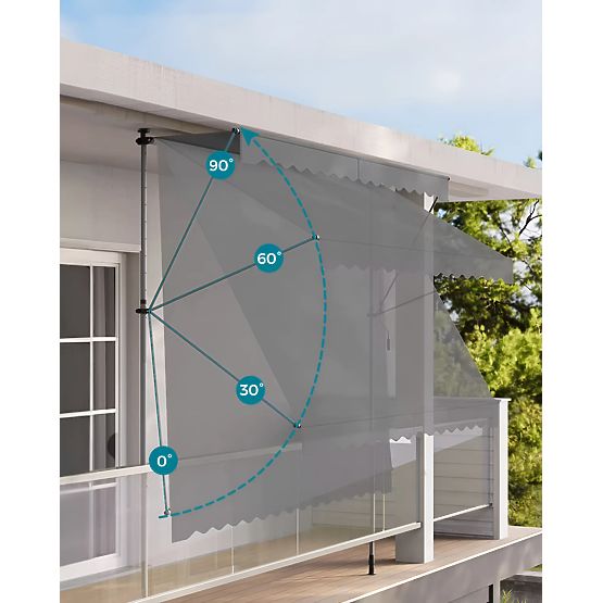 Markiza balkonowa z regulowaną wysokością, wodoodporna z ręczną korbą