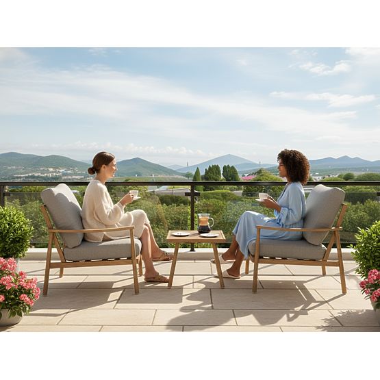 Meble balkonowe z aluminium (2 fotele + stolik) SERANO