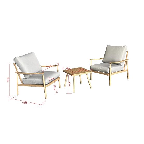 Meble balkonowe z aluminium (2 fotele + stolik) SERANO