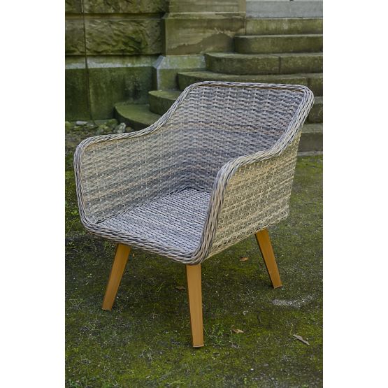 Meble ogrodowe z technoratanu (duża 3-osobowa sofa + 2 fotele + stolik) LARGO Szara mieszanka