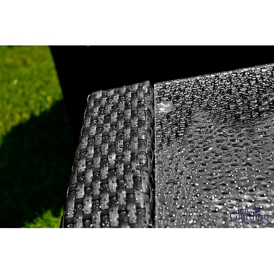 Meble ogrodowe z technoratanu (sofa 123cm, 2 x fotel + stolik) UNICO czarny