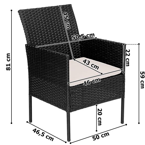 Meble ogrodowe z technoratanu zestaw 4w1 MAGNOLIA czarny beżowe poduszki