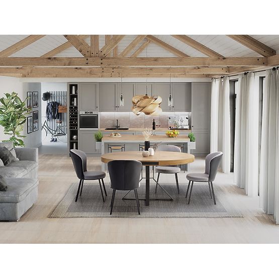 MERCY stół rozkładany, blat - dąb złoty, nogi - czarne (2p=1ks)