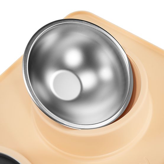 Metalowe miski dla psa lub kota z antypoślizgową podkładką Beżowa PJ-089