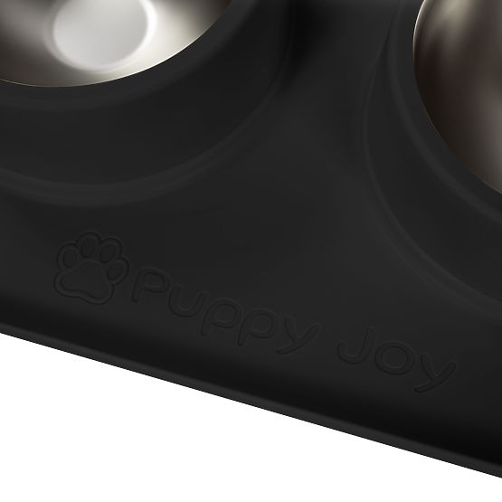 Metalowe miski dla psa lub kota z antypoślizgową podkładką czarna PJ-086