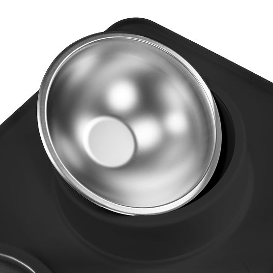 Metalowe miski dla psa lub kota z antypoślizgową podkładką czarna PJ-086