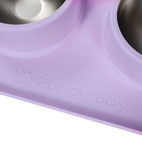 Metalowe miski dla psa lub kota z antypoślizgową podkładką fioletowa PJ-088