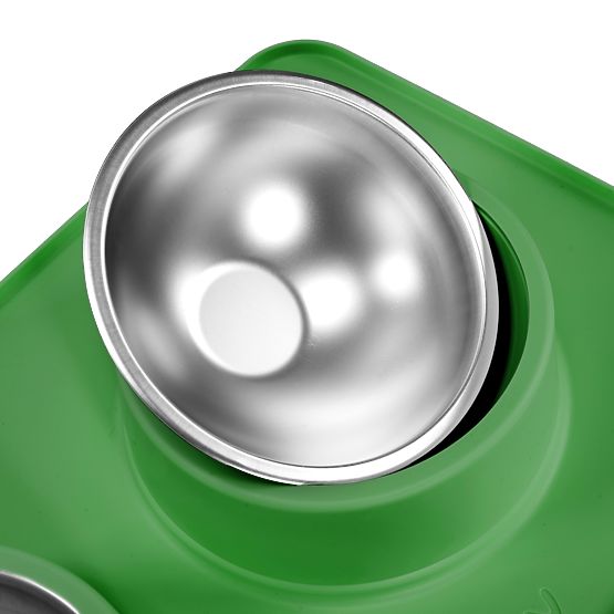 Metalowe miski dla psa lub kota z antypoślizgową podkładką Zielona PJ-087