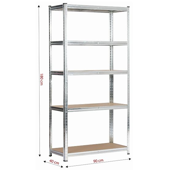 METALOWY REGAŁ 90x40x180 SREBRNY