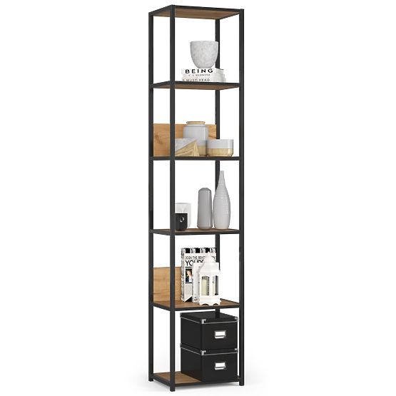METALOWY REGAŁ LOFT 400 CZARNY/DĄB CRAFT