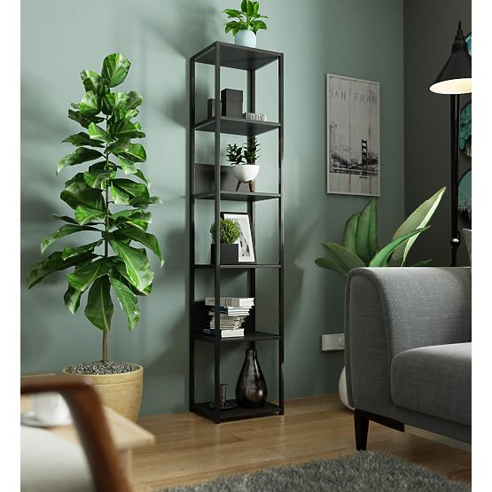 Metalowy regał loftowy 40 cm - czarny-czarny - 6 półek