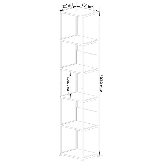 Metalowy regał loftowy 40 cm - czarny-dąb sonoma - 6 półek