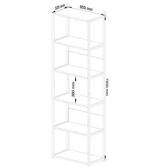 Metalowy regał loftowy 60 cm - czarny-dąb sonoma - 6 półek