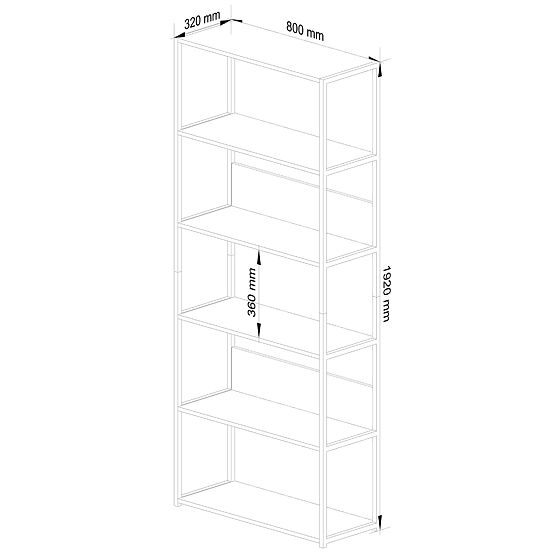 Metalowy regał loftowy 80 cm - czarny-dąb sonoma - 6 półek