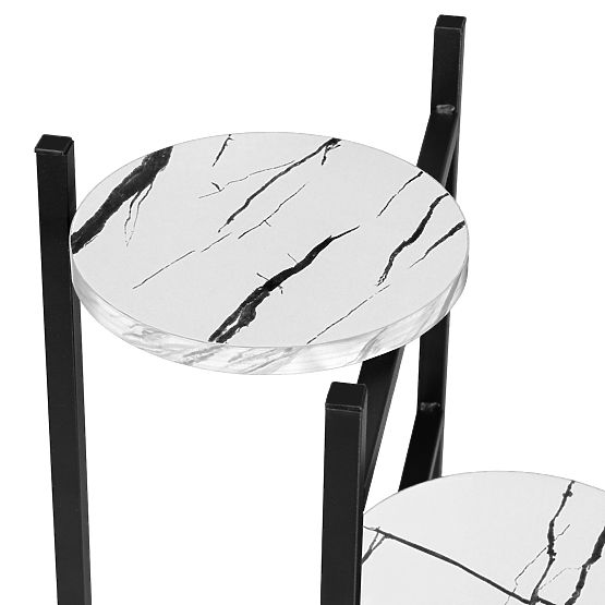 Metalowy stojak na kwiaty TRETORRI biały marmur