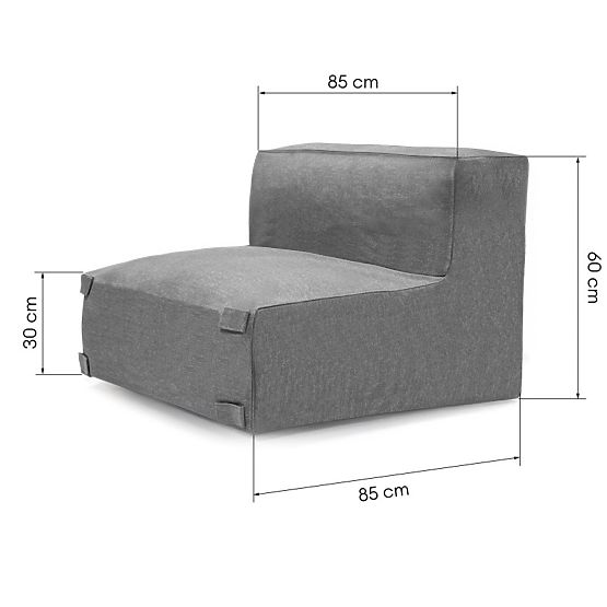 Moduł środkowy do narożnika ogrodowego Vacuum z pokrowcem, szary