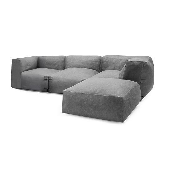 Modułowa narożna sofa ogrodowa Vacuum II z pokryciem, szara