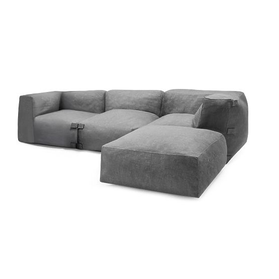Modułowa narożna sofa ogrodowa Vacuum II z pokryciem, szara