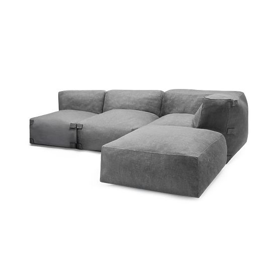 Modułowa narożna sofa ogrodowa Vacuum III z pokryciem, szara