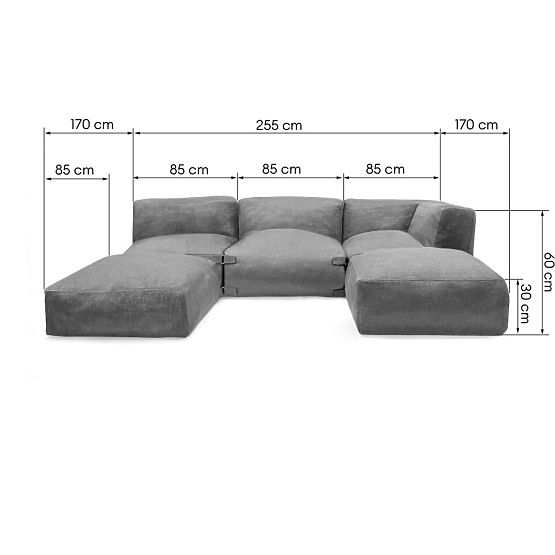 Modułowa narożna sofa ogrodowa Vacuum III z pokryciem, szara