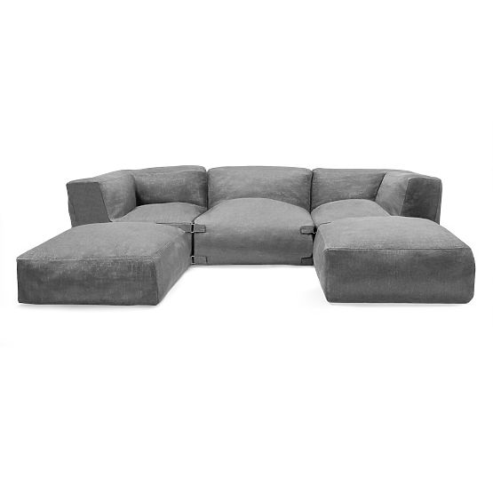 Modułowa narożna sofa ogrodowa Vacuum IV z pokrowcem, szara