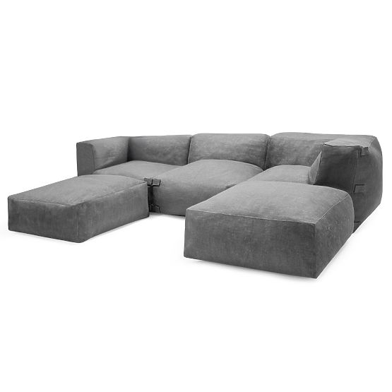 Modułowa narożna sofa ogrodowa Vacuum IV z pokrowcem, szara