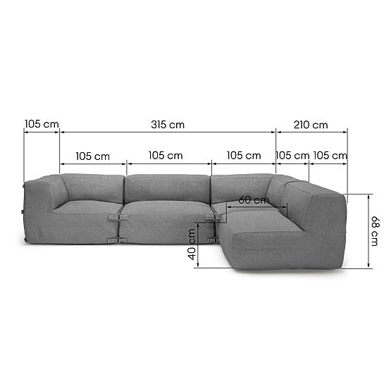 Modułowa narożna sofa ogrodowa Vacuum V z pokrowcem, szara