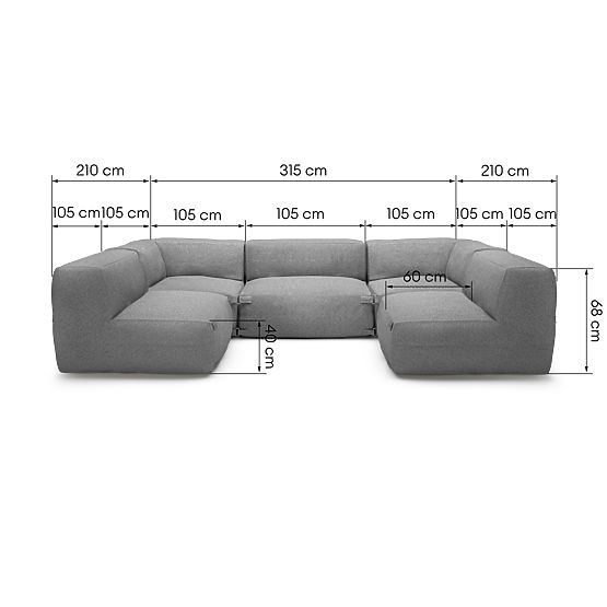 Modułowa narożna sofa ogrodowa Vacuum Vll z pokrowcem, szara
