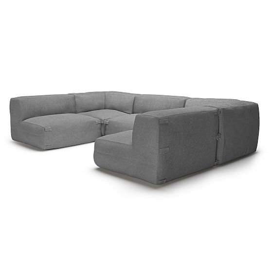 Modułowa narożna sofa ogrodowa Vacuum Vll z pokrowcem, szara