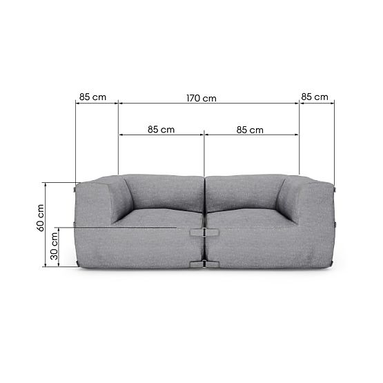 Modułowa sofa ogrodowa Vacuum Vlll z pokrowcem, szara