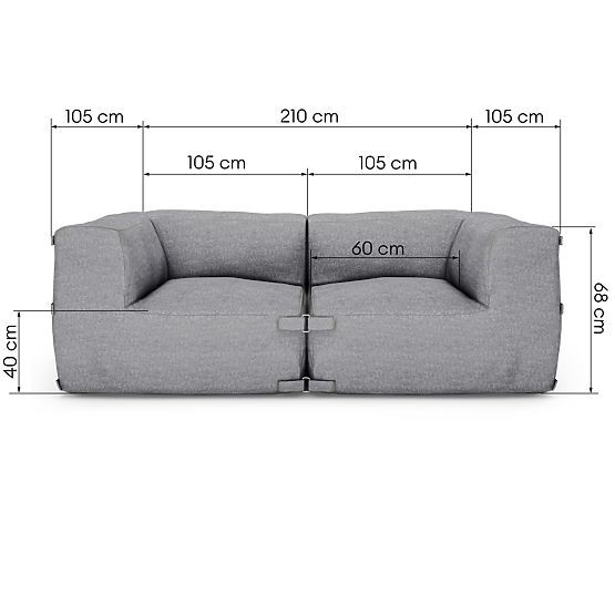 Modułowa sofa ogrodowa Vacuum Vlll z pokrowcem, szara