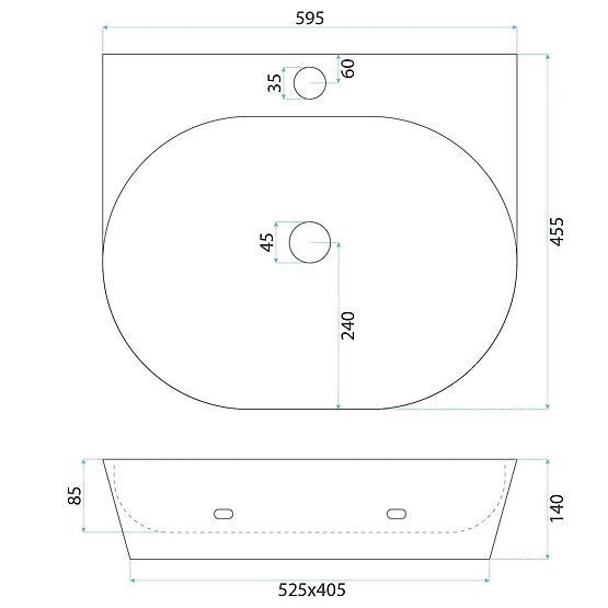 Nadblatowa / ścienna umywalka Rea Kim 60