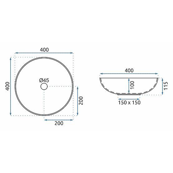 Nadblatowa umywalka Rea Arte ciemnoszara